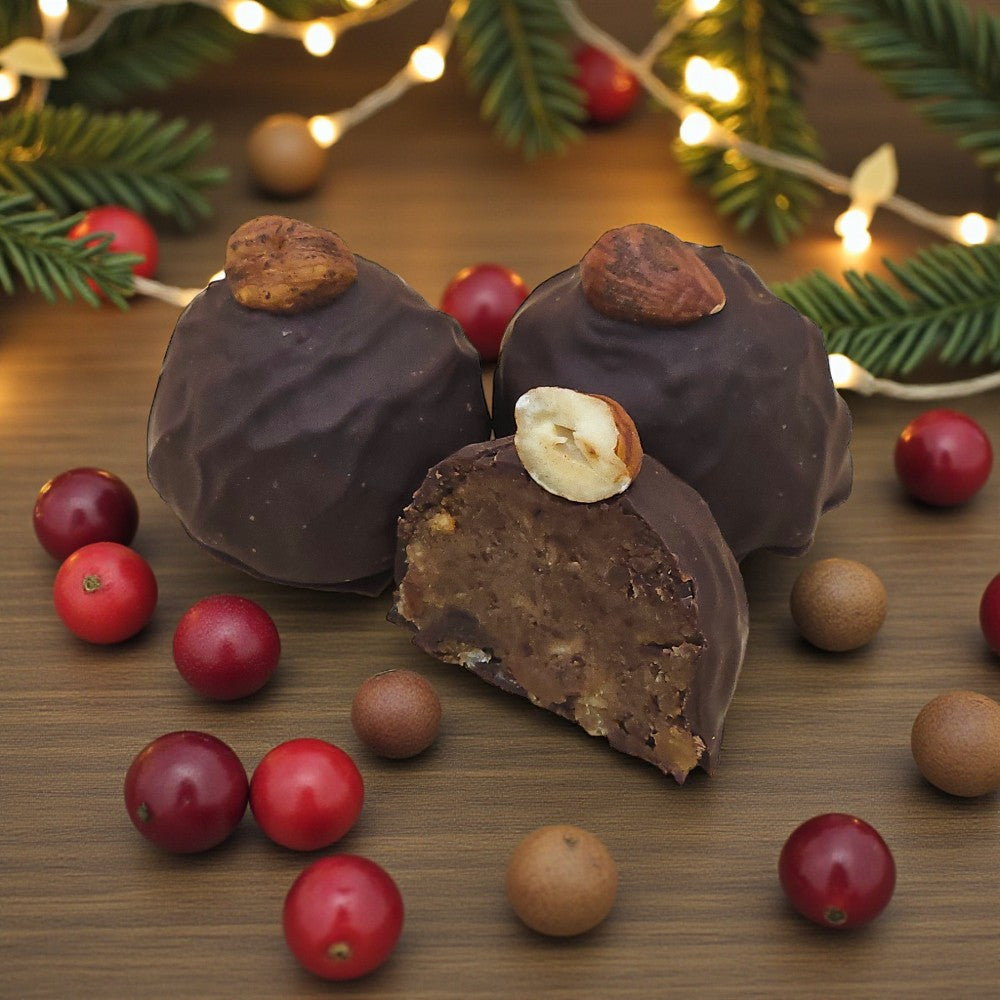Cranberry-Kakao-Haselnuss Stollenpraline
